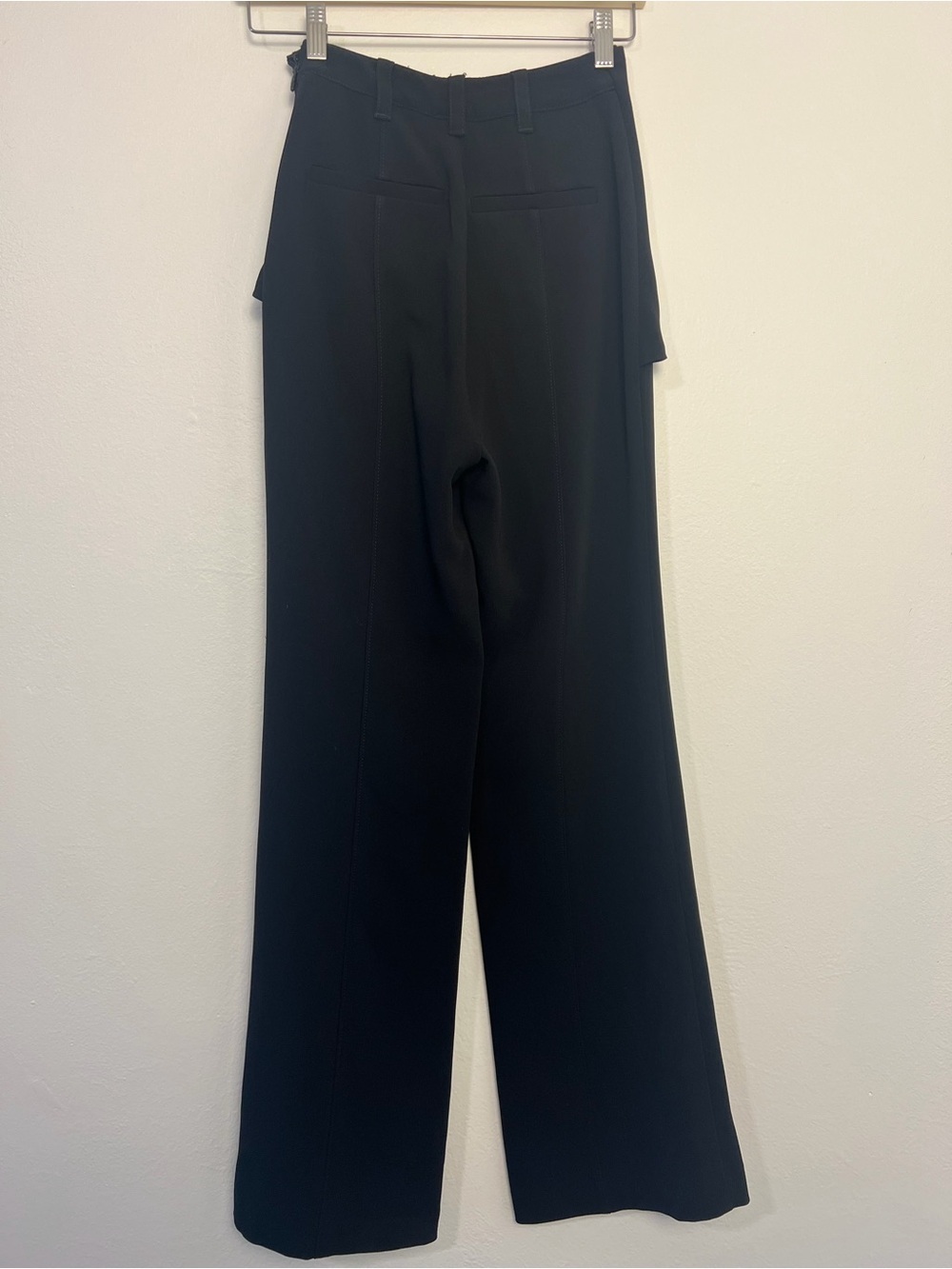 Black Wide-Leg Pants with Draped Waist Tie (Cinq a sept) - Picture 3 of 3